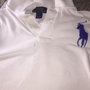 White and blue polo shirt